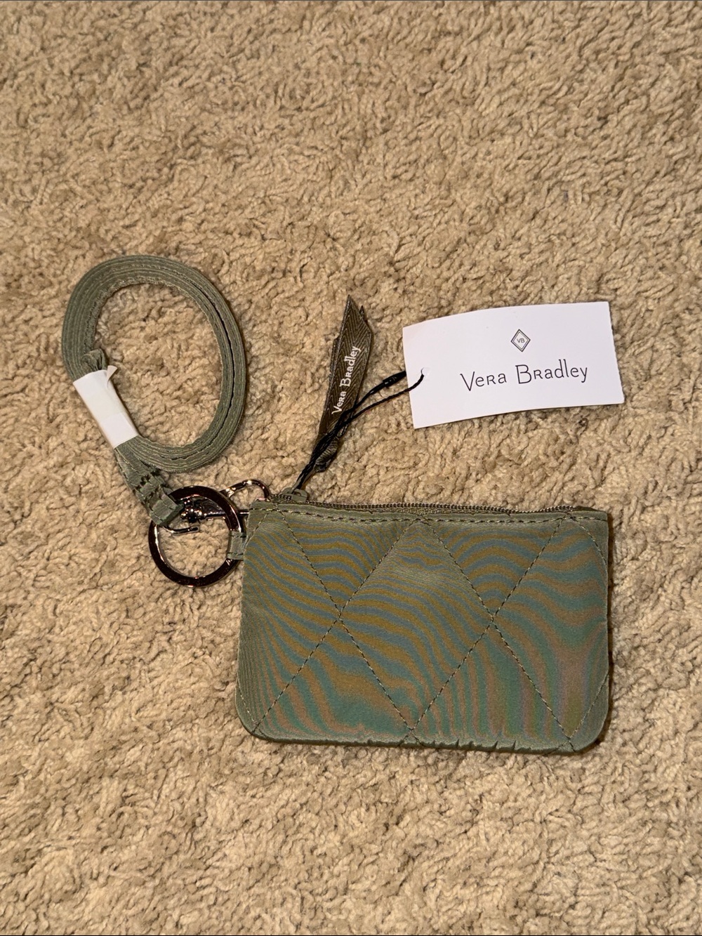Vera Bradley Ultralight Sage Zip ID and Lanyard